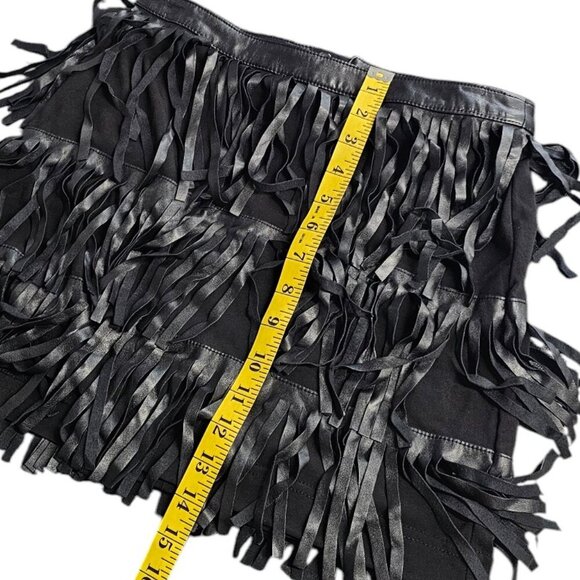 H&M Divided Faux Leather Fringe Mini Skirt, Moto,  Black, Size 6 - Picture 4 of 6